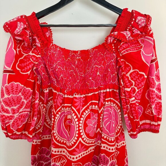 FARM RIO Summer Sunrise Mini Dress in Red Size Medium - Picture 6 of 14